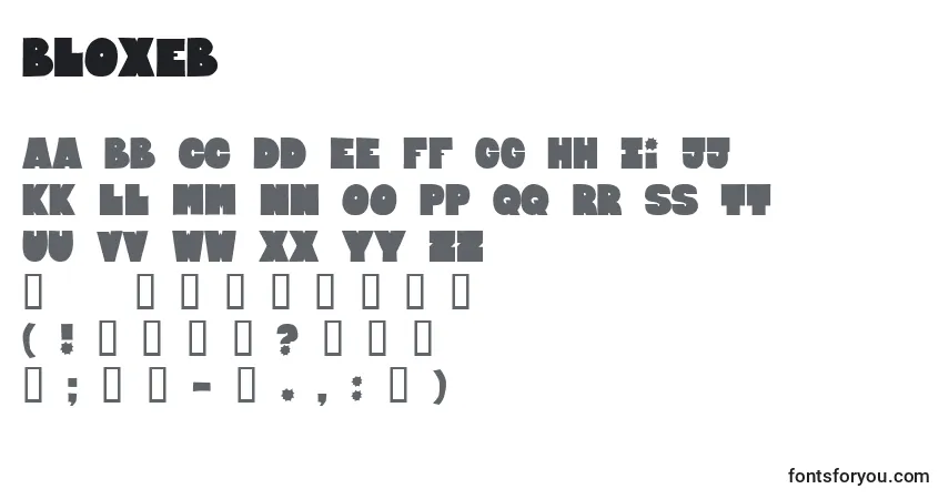 Schriftart Bloxeb – Alphabet, Zahlen, spezielle Symbole