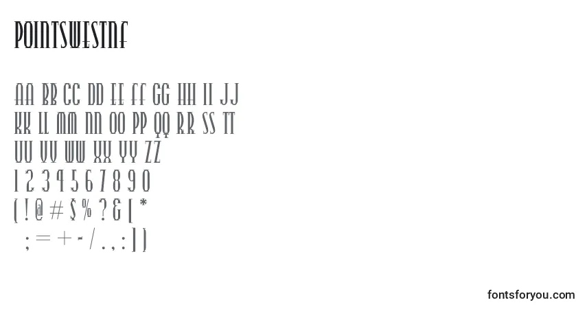 Czcionka Pointswestnf – alfabet, cyfry, specjalne znaki