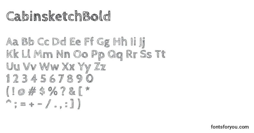 Czcionka CabinsketchBold – alfabet, cyfry, specjalne znaki
