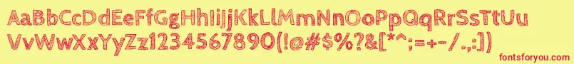 Czcionka CabinsketchBold – czerwone czcionki na żółtym tle