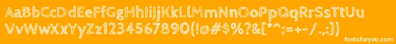 フォントCabinsketchBold – オレンジの背景に白い文字