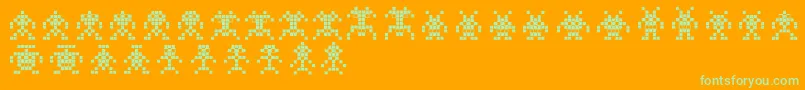 BinarysoldiersIi-Schriftart – Grüne Schriften auf orangefarbenem Hintergrund