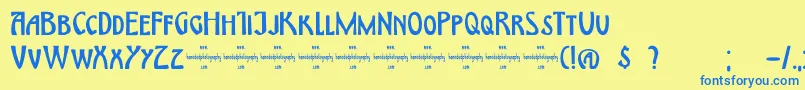 DkHimmelblau Font – Blue Fonts on Yellow Background