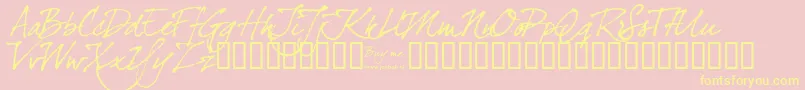 Dearjoefour-Schriftart – Gelbe Schriften auf rosa Hintergrund