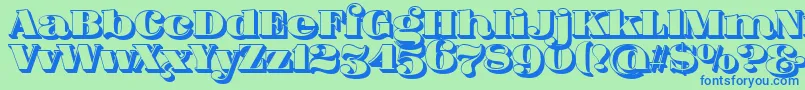 FatFlamingo5Side Font – Blue Fonts on Green Background