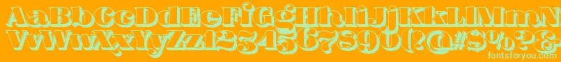 More about FatFlamingo5Side Font FatFlamingo5Side Font – Green Fonts on Orange Background