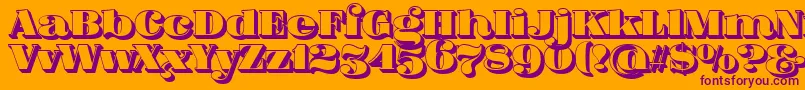 More about FatFlamingo5Side Font FatFlamingo5Side Font – Purple Fonts on Orange Background