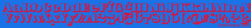 FatFlamingo5Side Font – Red Fonts on Blue Background