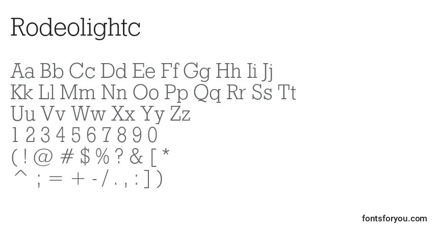 A fonte Rodeolightc – alfabeto, números, caracteres especiais