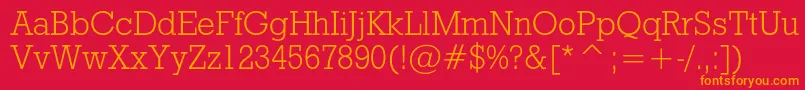 フォントRodeolightc – 赤い背景にオレンジの文字