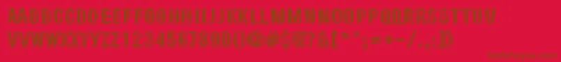Saiba mais sobre a fonte BeyondTheseThings Fonte BeyondTheseThings – fontes marrons em um fundo vermelho