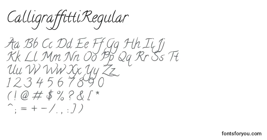 Czcionka CalligraffittiRegular – alfabet, cyfry, specjalne znaki