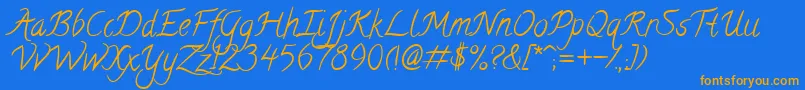 CalligraffittiRegular Font – Orange Fonts on Blue Background