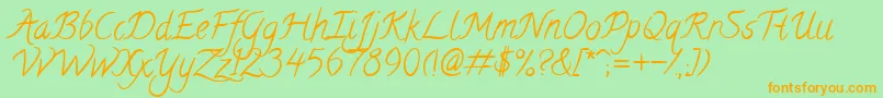 CalligraffittiRegular Font – Orange Fonts on Green Background