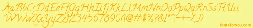 CalligraffittiRegular Font – Orange Fonts on Yellow Background