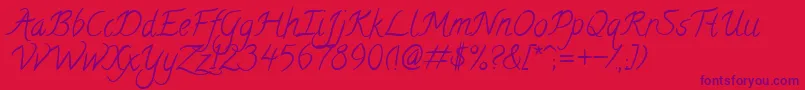 CalligraffittiRegular Font – Purple Fonts on Red Background
