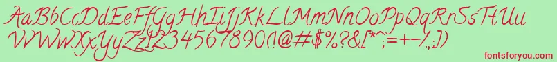 CalligraffittiRegular Font – Red Fonts on Green Background