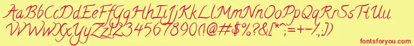 CalligraffittiRegular-Schriftart – Rote Schriften auf gelbem Hintergrund