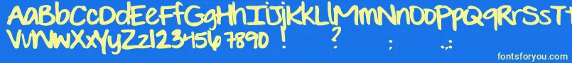 Czcionka EvieSHand – żółte czcionki na niebieskim tle
