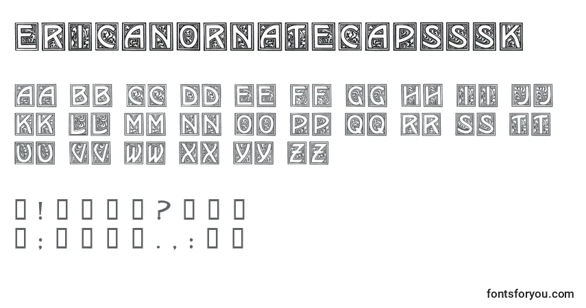 A fonte Ericanornatecapsssk – alfabeto, números, caracteres especiais