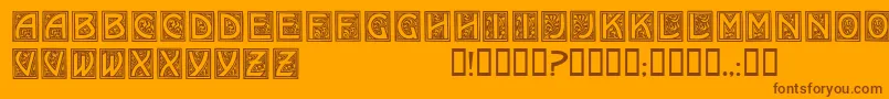 Ericanornatecapsssk-Schriftart – Braune Schriften auf orangefarbenem Hintergrund