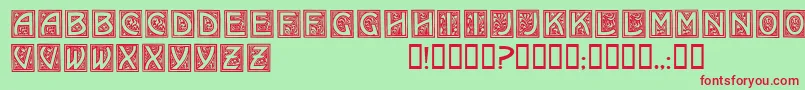 Ericanornatecapsssk Font – Red Fonts on Green Background