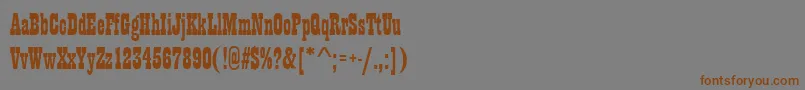 フォントPrescottRegular – 茶色の文字が灰色の背景にあります。