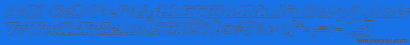 Fonte StaffordoutlineItalic – fontes marrons em um fundo azul
