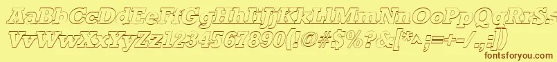 フォントStaffordoutlineItalic – 茶色の文字が黄色の背景にあります。