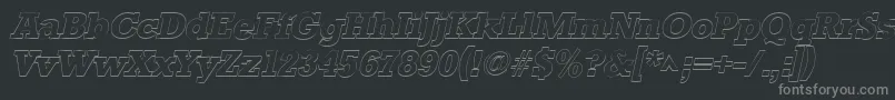 StaffordoutlineItalic-fontti – harmaat kirjasimet mustalla taustalla