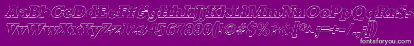 Fonte StaffordoutlineItalic – fontes verdes em um fundo violeta