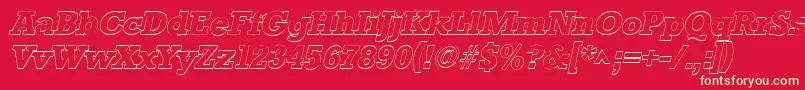 フォントStaffordoutlineItalic – 赤い背景に緑の文字