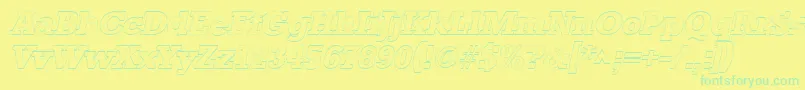 StaffordoutlineItalic-Schriftart – Grüne Schriften auf gelbem Hintergrund