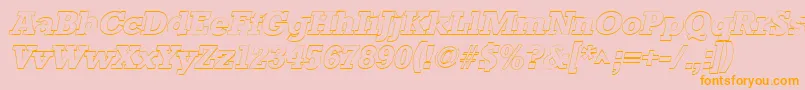 Fonte StaffordoutlineItalic – fontes laranjas em um fundo rosa