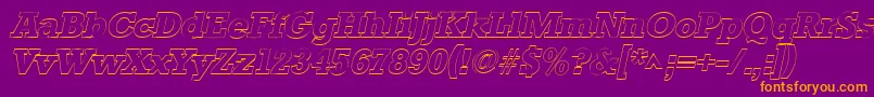 StaffordoutlineItalic-Schriftart – Orangefarbene Schriften auf violettem Hintergrund