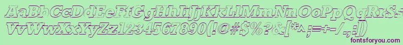 StaffordoutlineItalic-Schriftart – Violette Schriften auf grünem Hintergrund