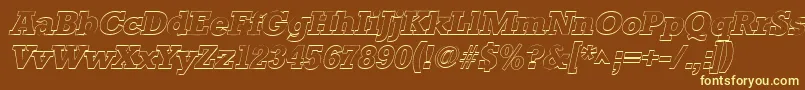 StaffordoutlineItalic-fontti – keltaiset fontit ruskealla taustalla