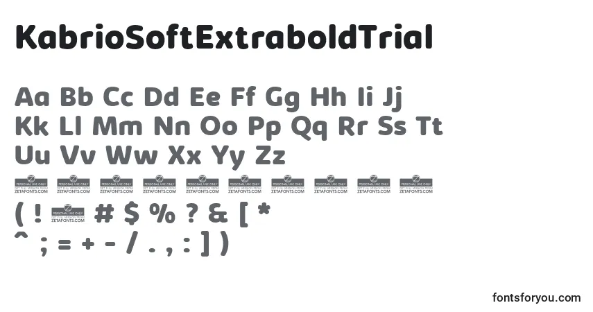 Czcionka KabrioSoftExtraboldTrial – alfabet, cyfry, specjalne znaki
