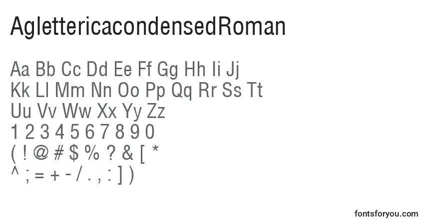 AglettericacondensedRoman-fontti – aakkoset, numerot, erikoismerkit