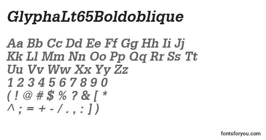 A fonte GlyphaLt65Boldoblique – alfabeto, números, caracteres especiais
