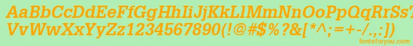 フォントGlyphaLt65Boldoblique – オレンジの文字が緑の背景にあります。