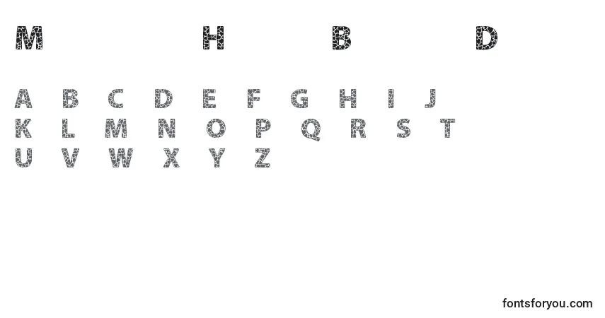 Czcionka MoltissimoHeartedBorderedDemo – alfabet, cyfry, specjalne znaki