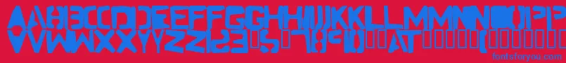 フォントFirewater – 赤い背景に青い文字