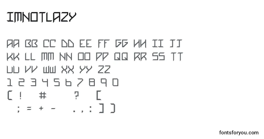 Schriftart Imnotlazy – Alphabet, Zahlen, spezielle Symbole