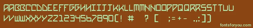 フォントImnotlazy – 緑色の文字が茶色の背景にあります。