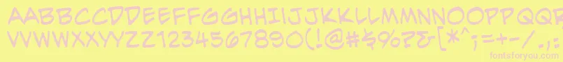 EvilgeniusBb-Schriftart – Rosa Schriften auf gelbem Hintergrund