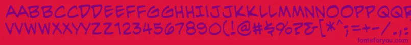 EvilgeniusBb-Schriftart – Violette Schriften auf rotem Hintergrund