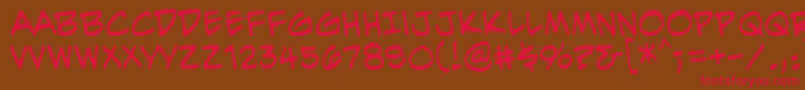 フォントEvilgeniusBb – 赤い文字が茶色の背景にあります。
