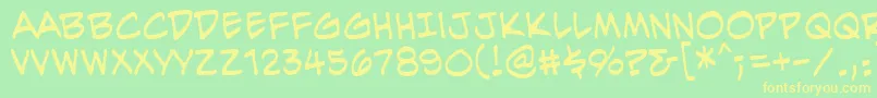 フォントEvilgeniusBb – 黄色の文字が緑の背景にあります