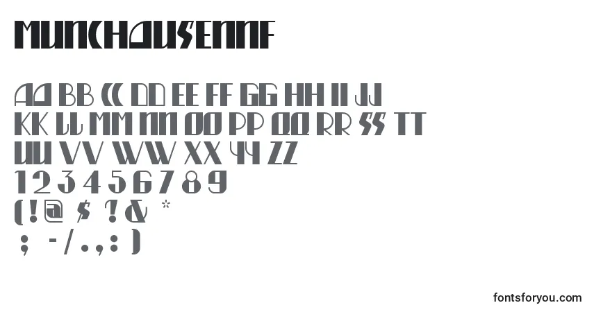 Munchausennf-fontti – aakkoset, numerot, erikoismerkit